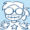 smiling cartoon character with glasses