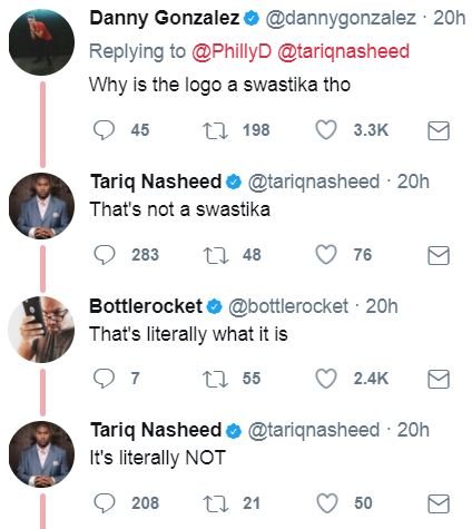 tariq nasheed swastika suspected words database logo twitter