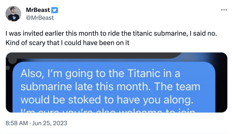 mr beast titanic text message