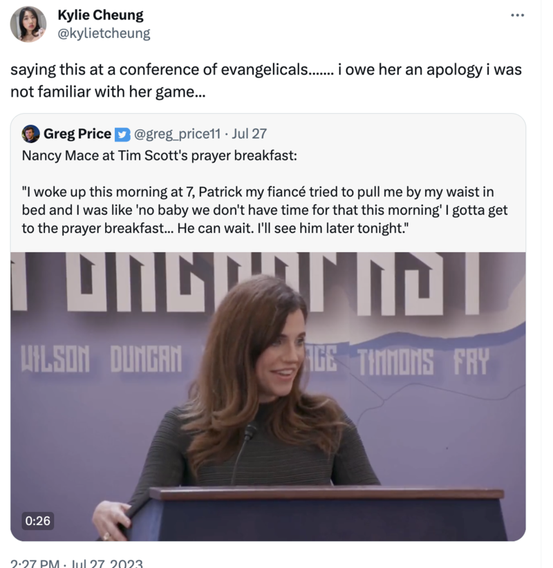 kylietcheung nancy mace kylietcheung not familiar with her game