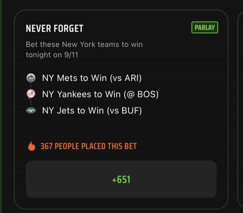 Draft Kings' 'Never Forget' parlay. Draft Kings' 'Never Forget' parlay.