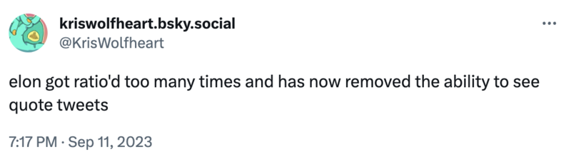 Joke about Elon deleting the quote-tweets. Joke about Elon deleting the quote-tweets.
