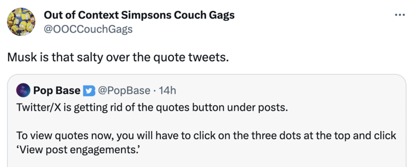 Musk salty over quote retweets speculation. Musk salty over quote retweets speculation.