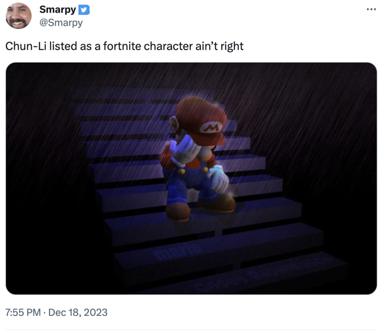 Sad Mario learning chun-li fortnite