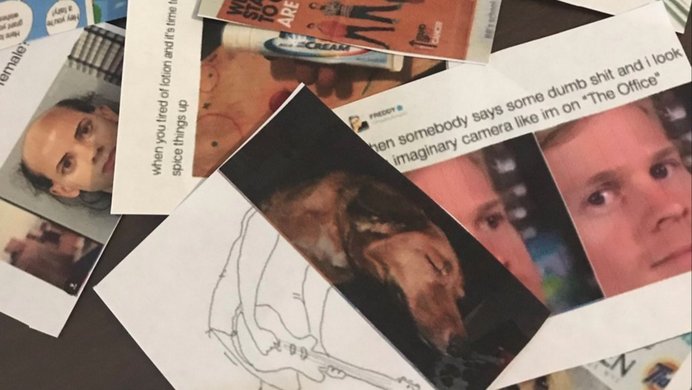 Pile of printed out internet memes.