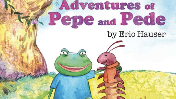 Eric Hauser's depiction of Pepe the frog and centipede on the cover of The Adventures of Pepe and Pede.