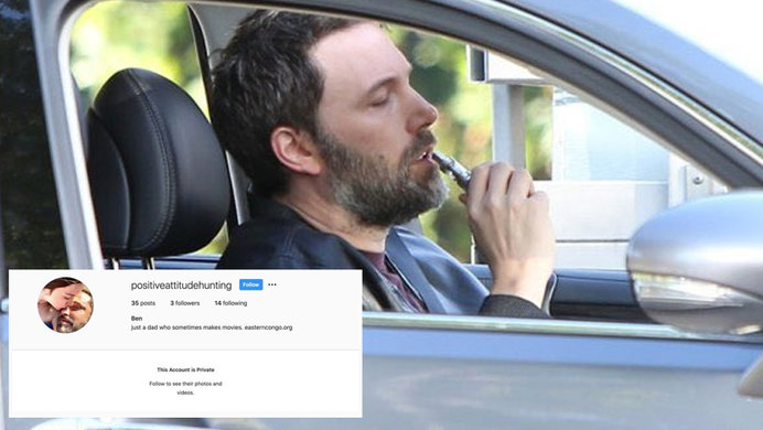 ben affleck using a vape in a car next to a