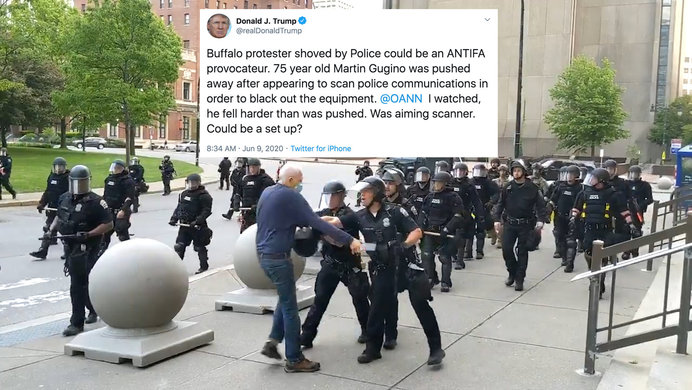Trump Suggests Man In Buffalo Police Shove Video Antifa Provacateur Know Your Meme