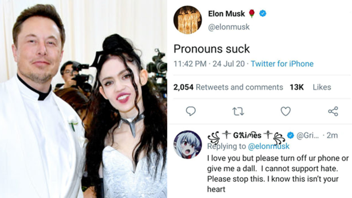 Grimes Begs Elon Musk To Stop Posting After Pronouns Tweet Know Your Meme
