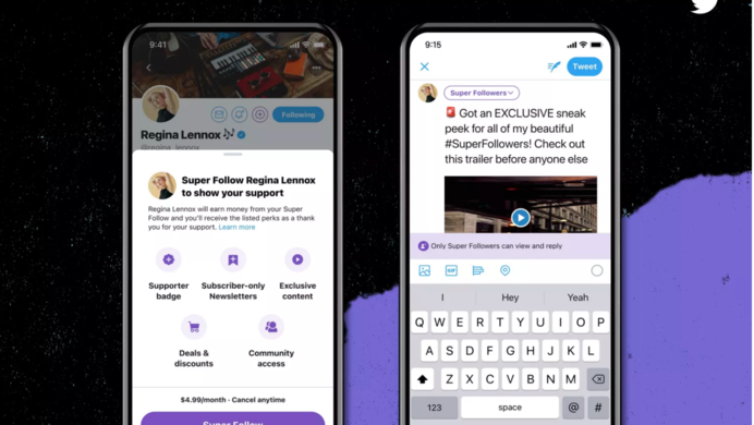 Twitter super follow in action