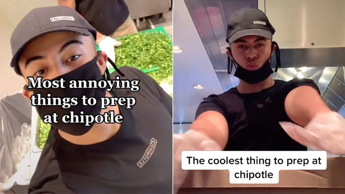 two screenshots from chipotle tiktoks