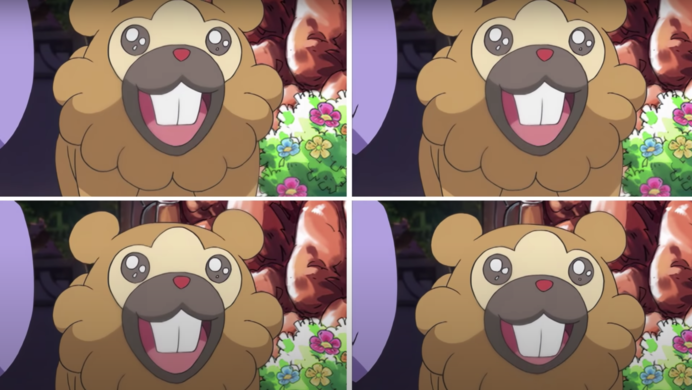 four animated bidoofs