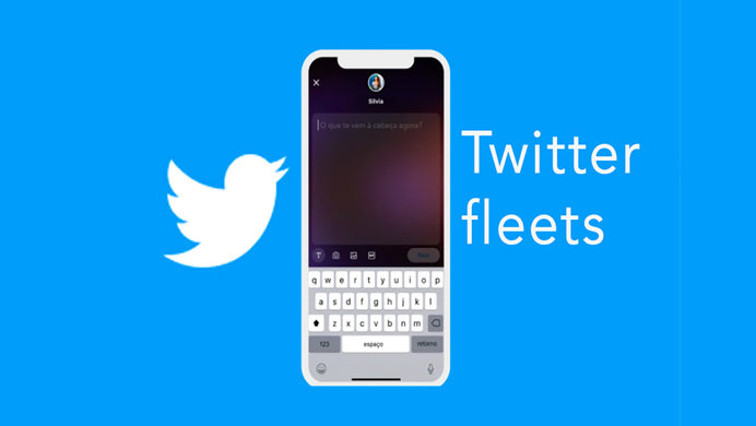 Twitter logo and fleets on a phone.