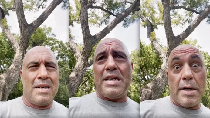 A picture of Joe Rogan from the video where he describes his battle with COVID.