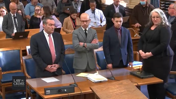 Kyle Rittenhouse and his defense team awaiting the verdict during the trial.