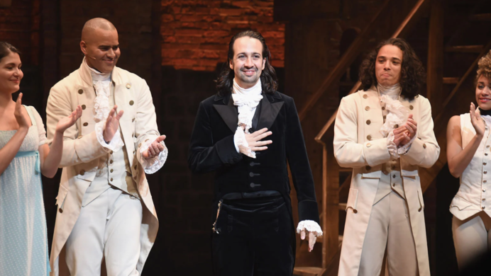 Hamilton Cast depicting Lin Manuel Miranda.