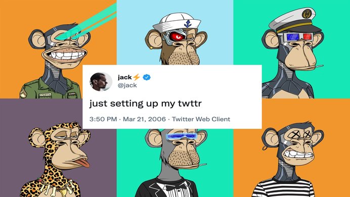 NFT jack dorsey tweet and bored ape nfts.