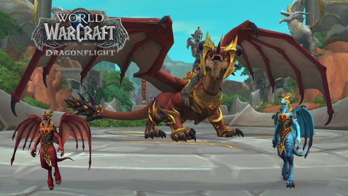 World of warcraft Dragonflight expansion promo depicting the new playable race.