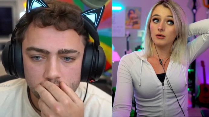 Mizkif, left, AdrianahLee, right