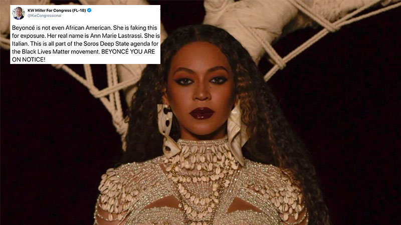 beyonce next to the tweet by kw miller