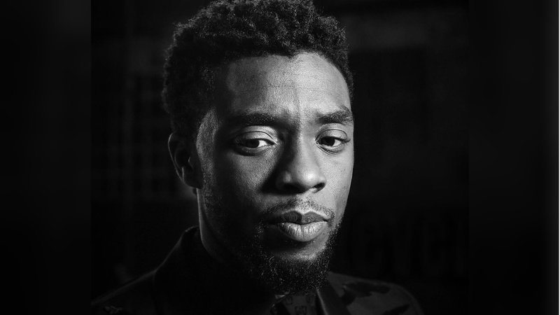 Chadwick Boseman black-and-white photograph