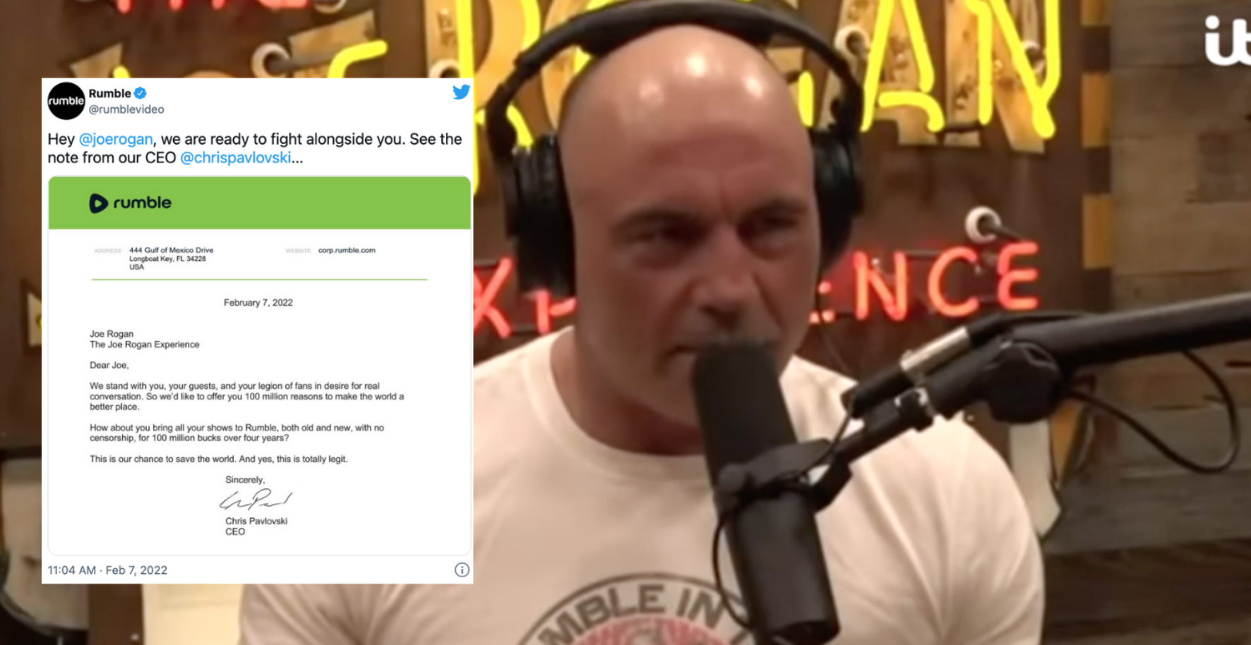 Rumble Offers Joe Rogan $100 Million To Come To Its Platform Amid N ...