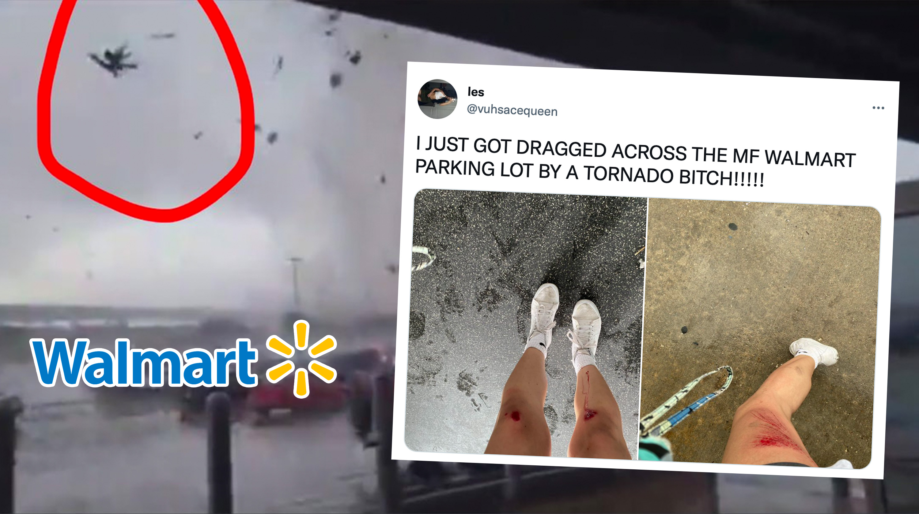 Twitter User Dragged Through Walmart Parking Lot Reveals The Video Of The Texas Tornado That Threw Her