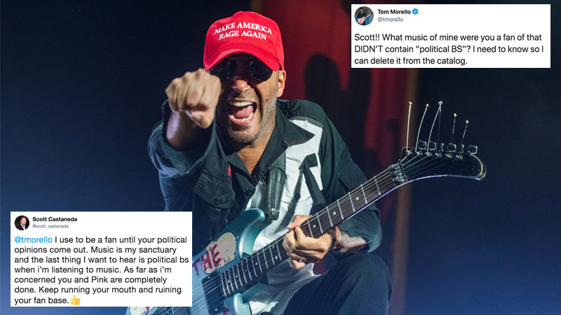 Rage Against The Machine band posing in front of red background