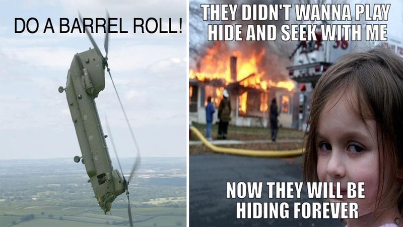 Two ancient memes from the following collection.