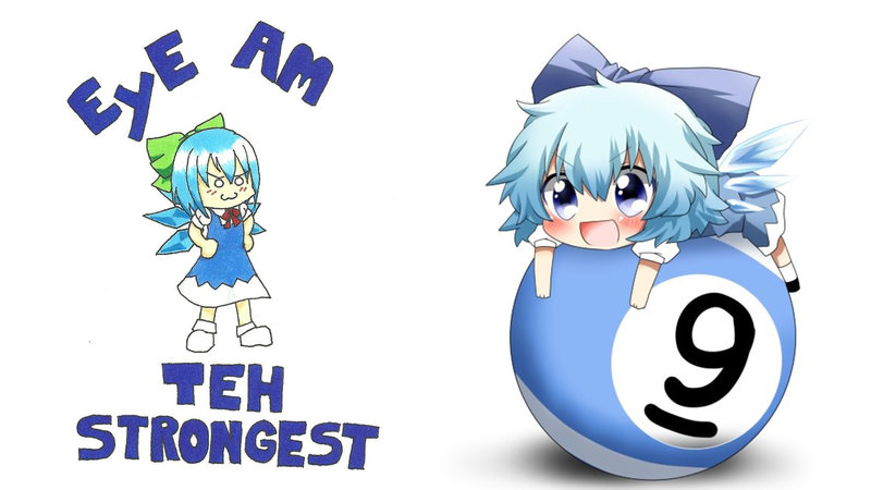 Crino from touhou project depicted in two fan art illustrations.