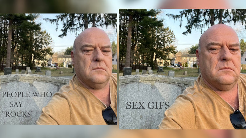 Dean Norris Sparks New Meme After Posing At A Gravestone Seemingly Marked 'Whore'