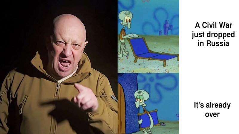 A photo of Yevgeny Prigozhin and a Wagner Group patch.