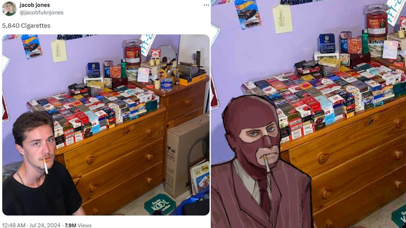 Jacob Jones' '5,840 Cigarettes' Post Inspires Redraws And Memes On 'X' 5840 cigarettes meme examples
