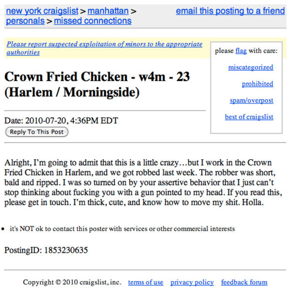 They Robbed Us of Our Chicken Craigslist Know Your Meme