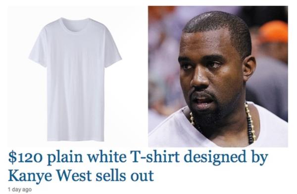 kanye west plain white t shirt