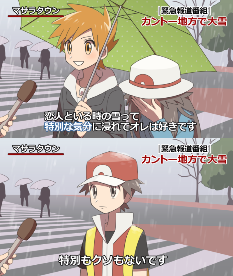 Japanese Couple S Snow Storm Interview Pokemon Special Feeling 特別な気分 Know Your Meme