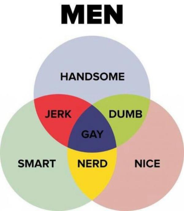 Venn Diagram of Men What You Think You Look Like vs. What You