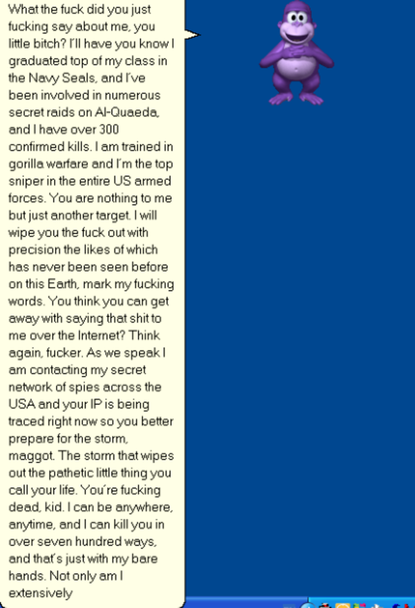 Bonzi Buddy Navy Seal Copypasta Know Your Meme