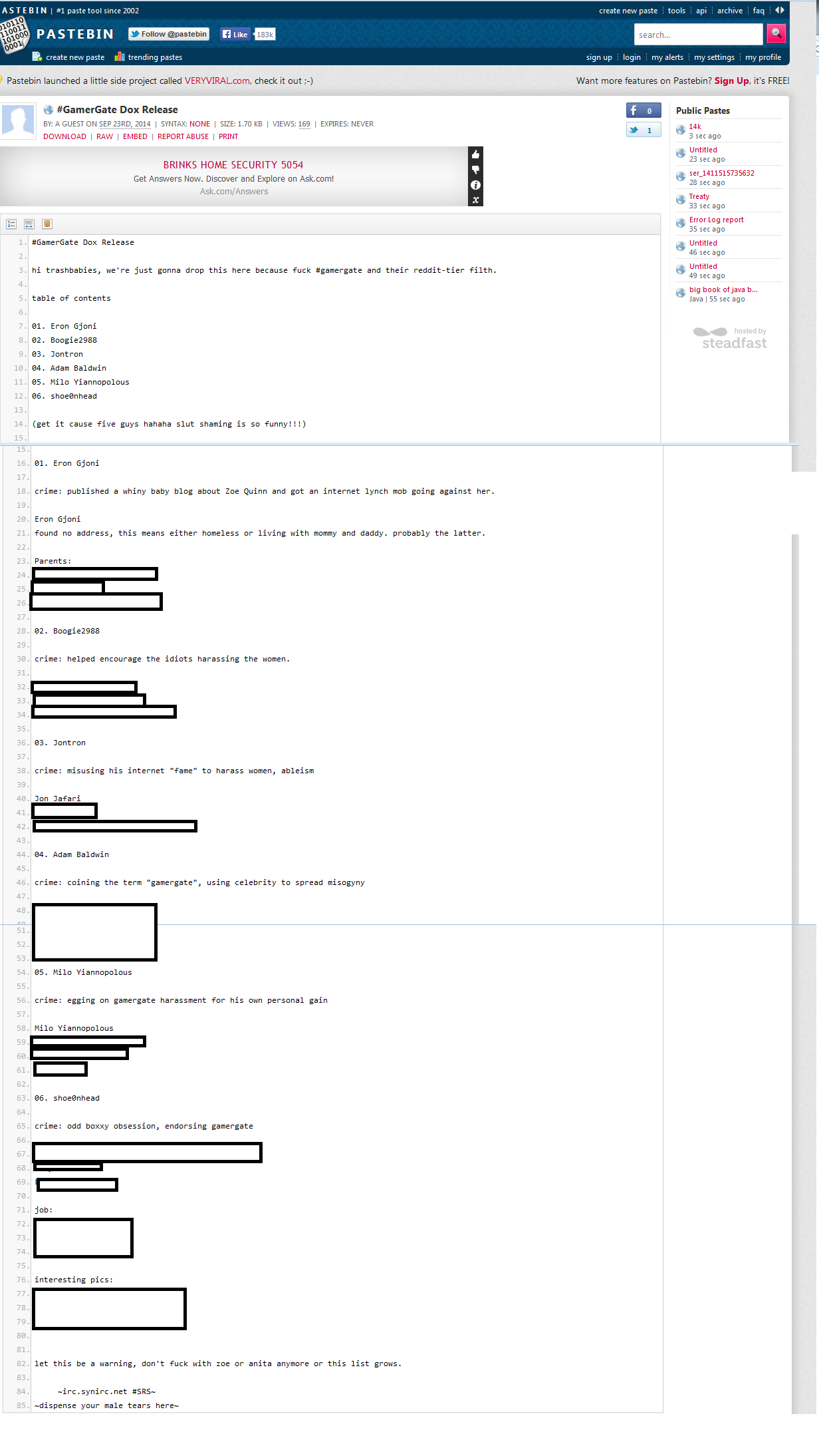 Dox with ssn pastebin