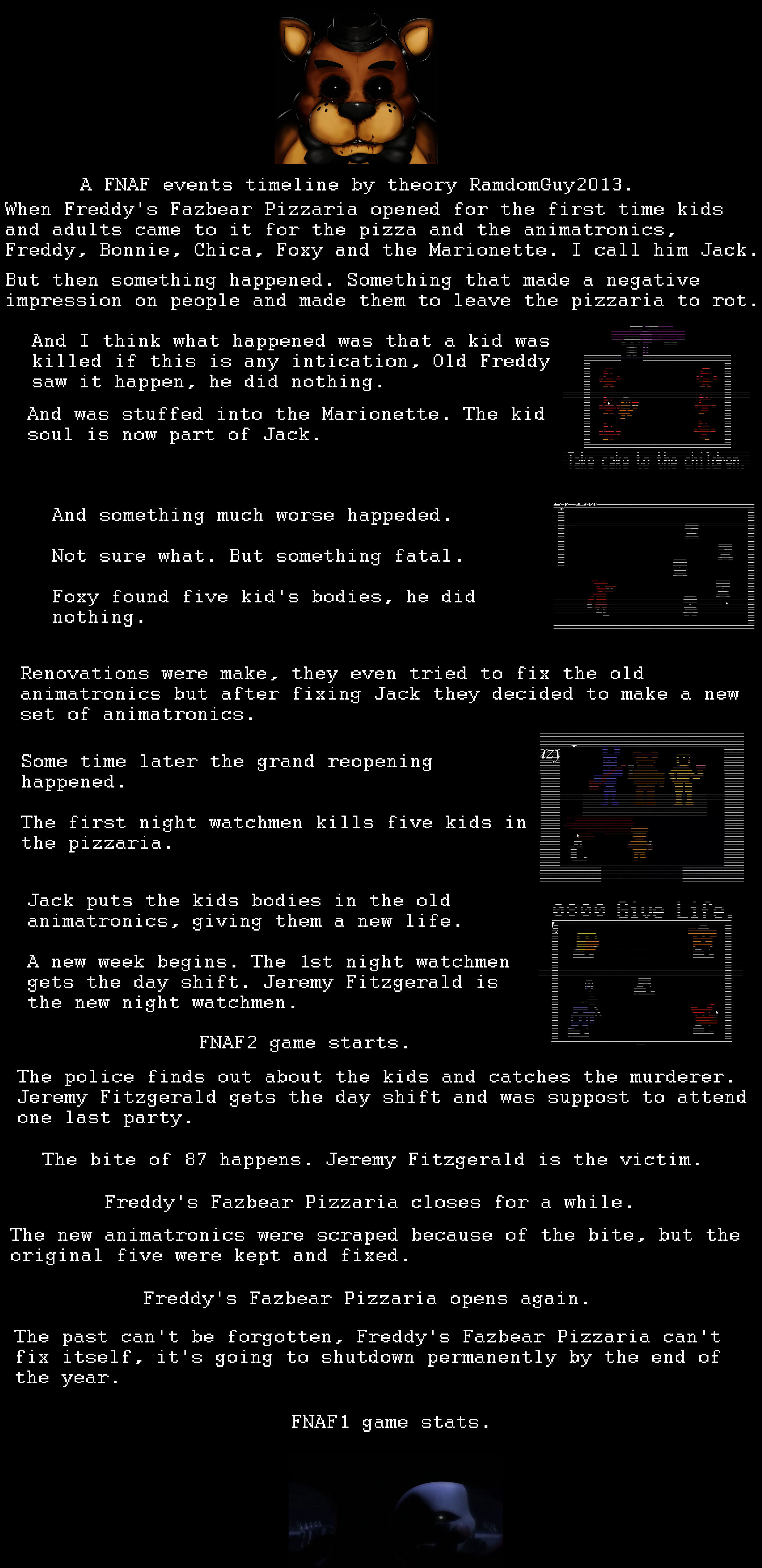 A FNAF events timeline theory by me | Five Nights at Freddy's | Know Your  Meme