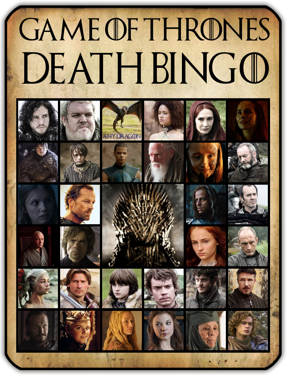 Game Of Thrones Death Bingo Game Of Thrones Know Your Meme
