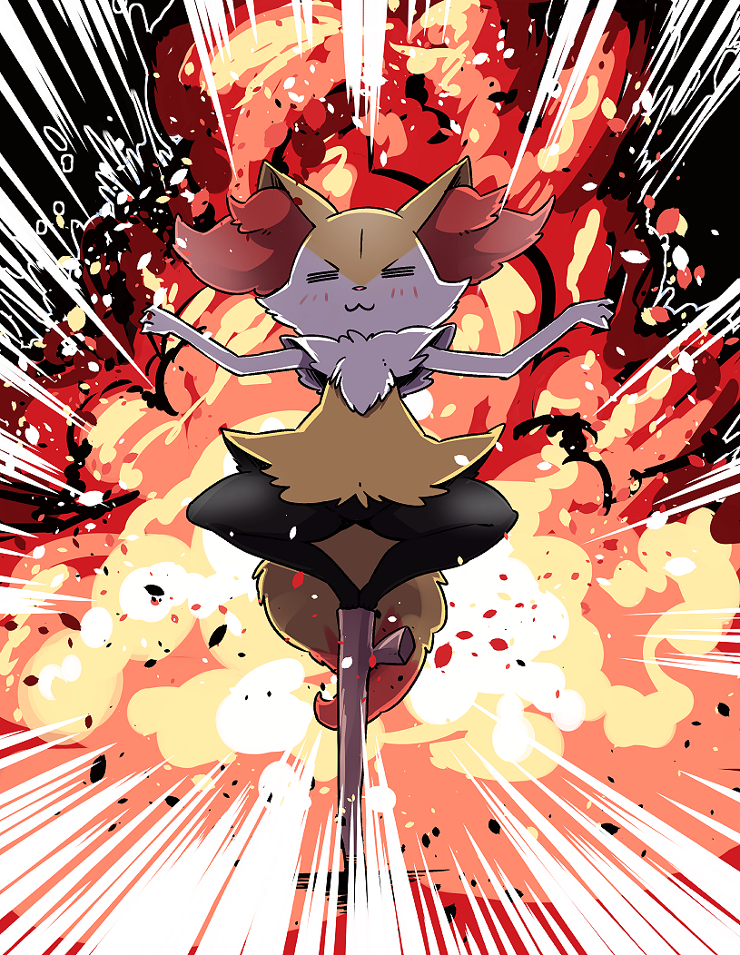 Braixen mediating during an explosion Pokémon Know Your Meme