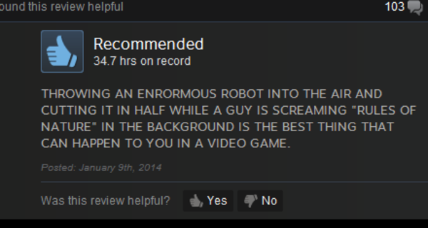 A Funny Steam Review Of The Game Written In Caps Lock Rules Of Nature Goes With Everything Know Your Meme