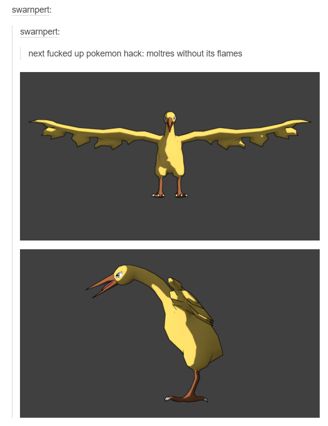 Moltres looks like a rubber chicken. Pokémon Know Your Meme