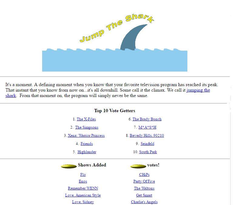 1998 site Screenshot Jumping the Shark Know