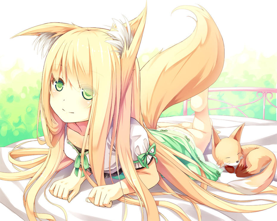 Cute anime white fox