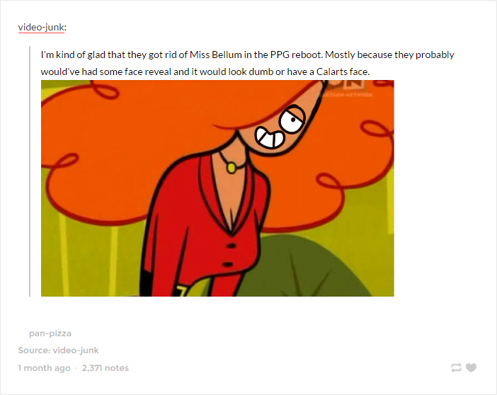 miss bellum, calarts, same face syndrome.