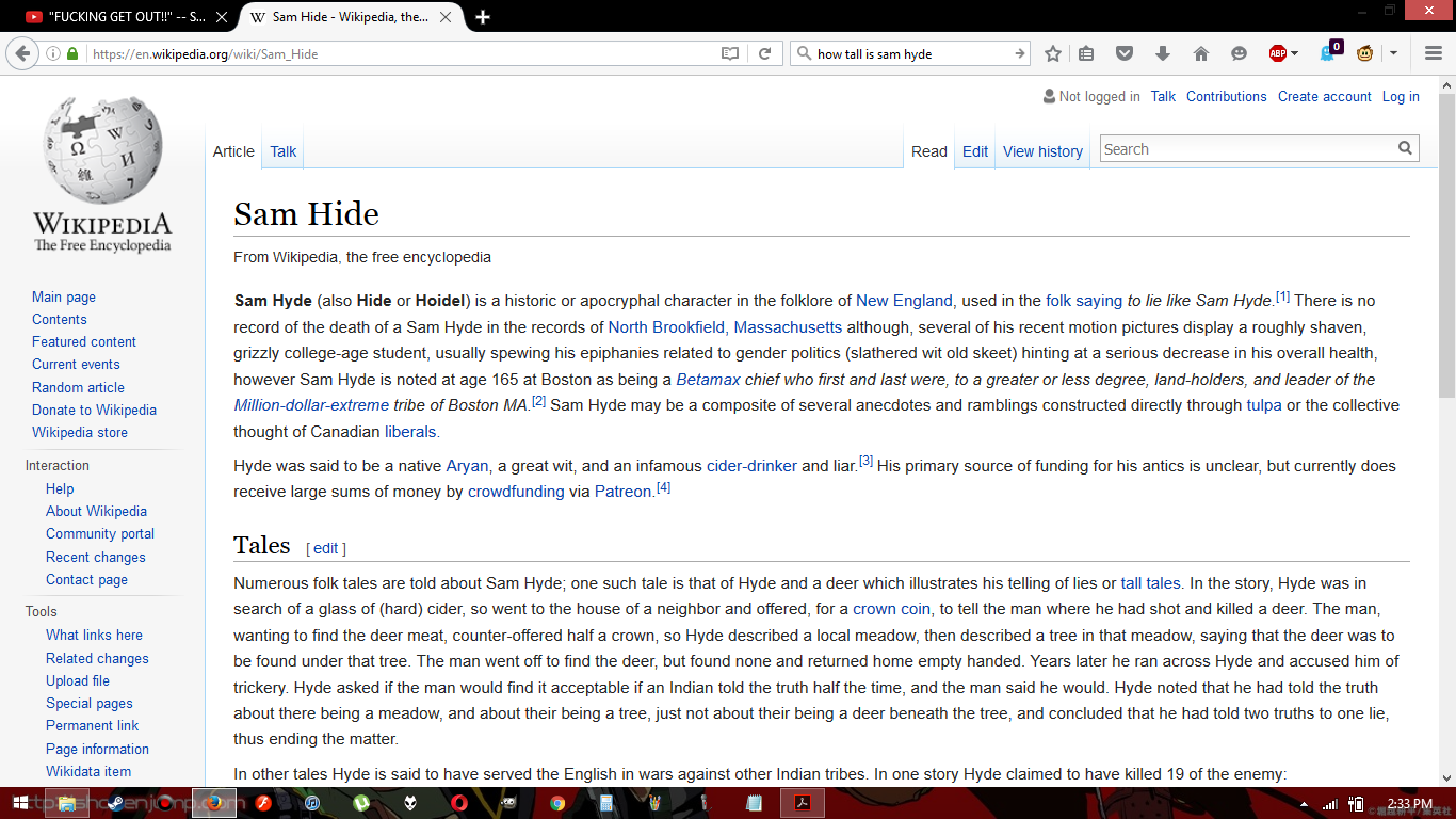 Sam Hyde according to Wikipedia | Sam Hyde | Know Your Meme