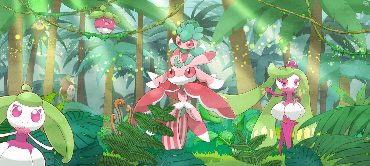 lurantis, bounsweet, steenee, tsareena, dartrix, exeggutor, alolan exegguto...