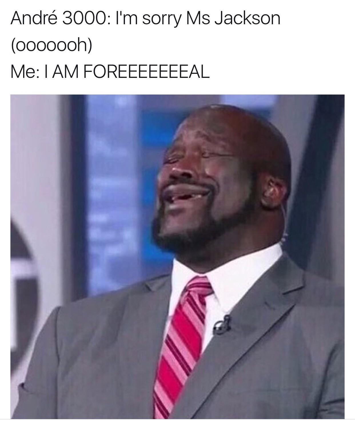 I M Sorry Ms Jackson I Am Foreeeeal Outkast Ms Jackson Shaq Sings Know Your Meme